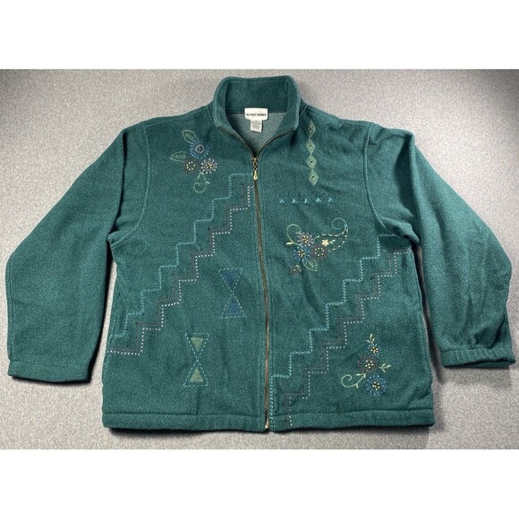 Vintage Alfred Dunner women's fleece Embroidered Full Zip jacket Size M - Picture 1 of 5